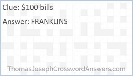 $100 bills Answer