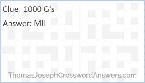 1000 G's Answer