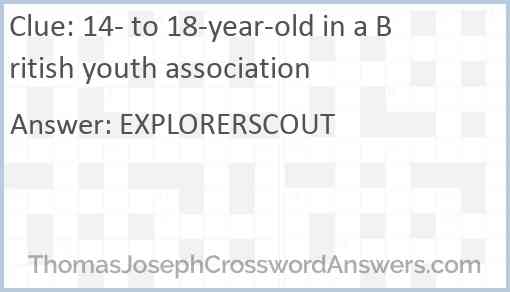 14- to 18-year-old in a British youth association Answer