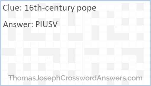 16th-century pope Answer