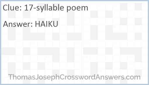 17-syllable poem Answer