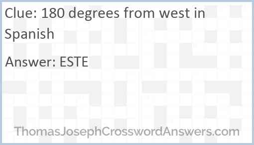 180 degrees from west in Spanish Answer