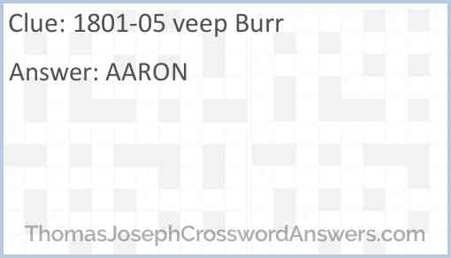 1801-05 veep Burr Answer
