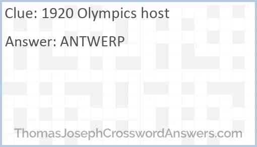 1920 Olympics host Answer