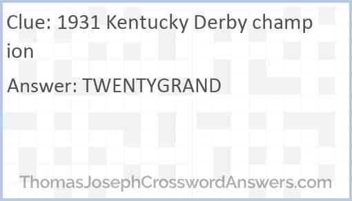 1931 Kentucky Derby champion Answer