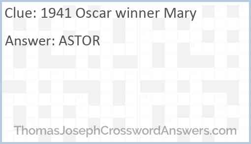 1941 Oscar winner Mary Answer