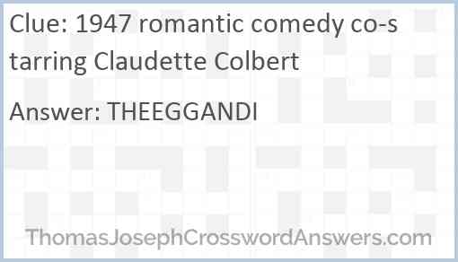 1947 romantic comedy co-starring Claudette Colbert Answer