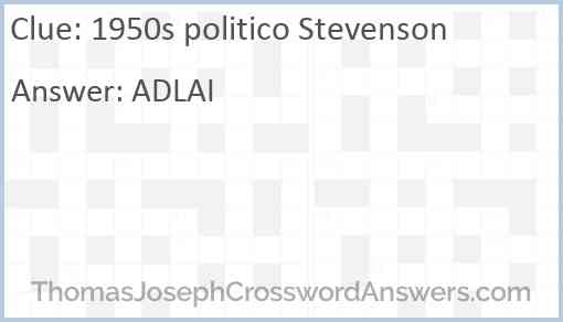 1950s politico Stevenson Answer