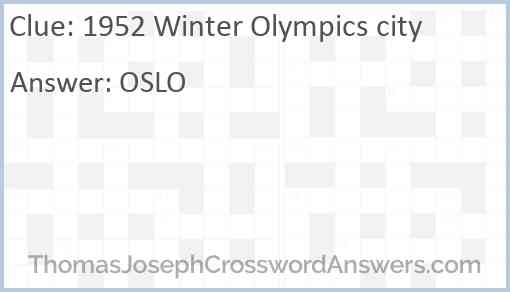 1952 Winter Olympics city Answer