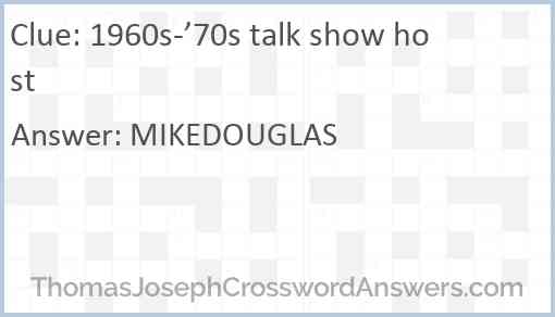 1960s 70s talk show host crossword clue ThomasJosephCrosswordAnswers com