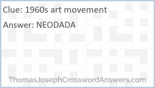 1960s art movement Answer
