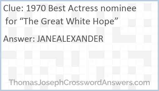 1970 Best Actress nominee for “The Great White Hope” Answer