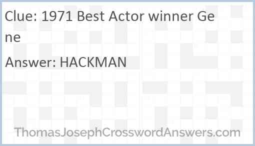 1971 Best Actor winner Gene Answer