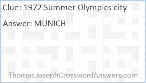 1972 Summer Olympics city Answer