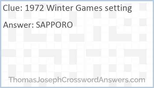 1972 Winter Games setting Answer