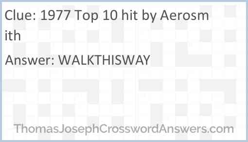 1977 Top 10 hit by Aerosmith Answer