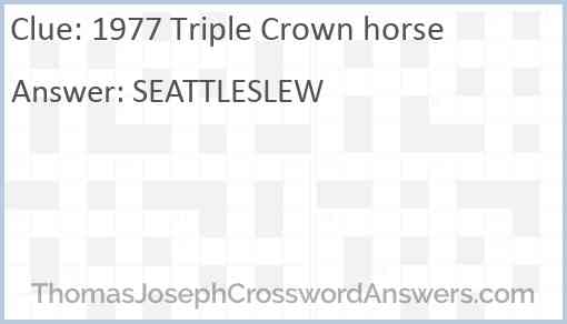 1977 Triple Crown horse Answer