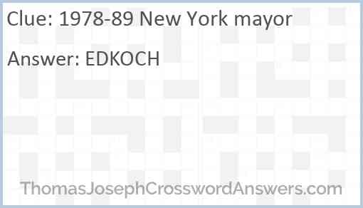 1978-89 New York mayor Answer