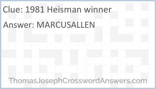1981 Heisman winner Answer