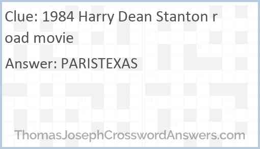 1984 Harry Dean Stanton road movie Answer