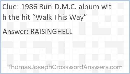 1986 Run-D.M.C. album with the hit “Walk This Way” Answer