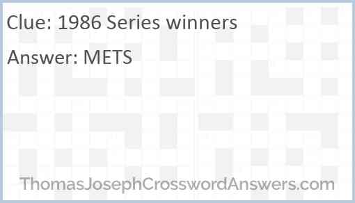 1986 Series winners Answer