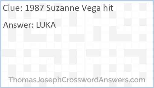 1987 Suzanne Vega hit Answer