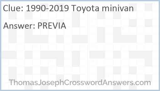 1990-2019 Toyota minivan Answer