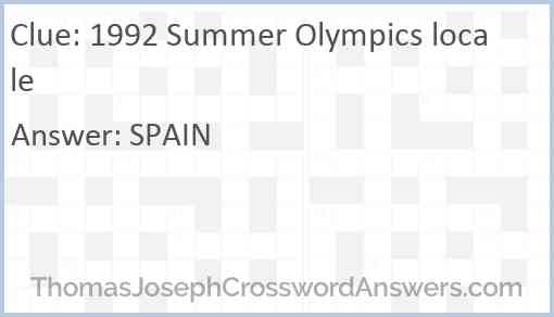 1992 Summer Olympics locale Answer