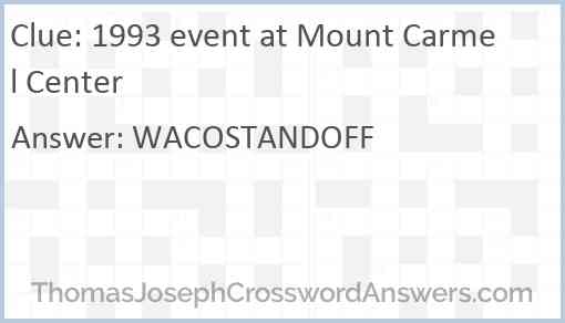 1993 event at Mount Carmel Center Answer