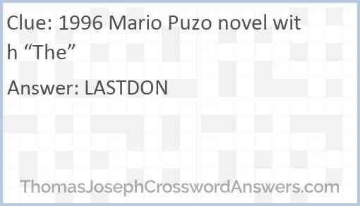 1996 Mario Puzo novel with “The” Answer