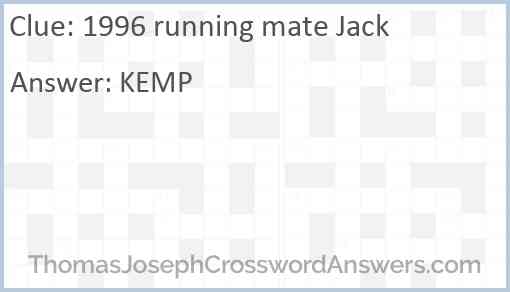 1996 running mate Jack Answer