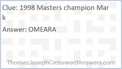 1998 Masters champion Mark Answer