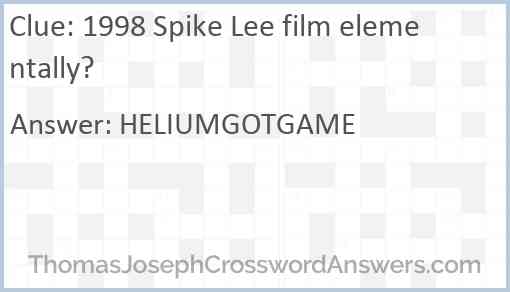 1998 Spike Lee film elementally? Answer