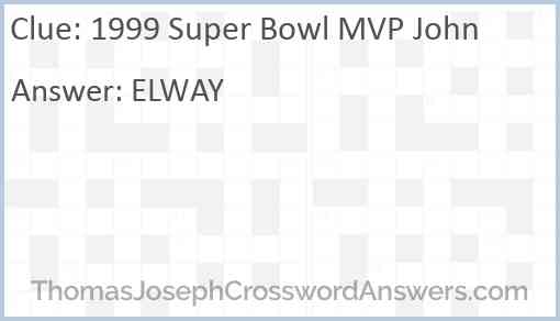 1999 Super Bowl MVP John Answer
