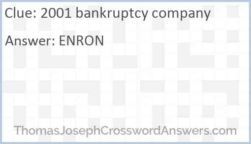 2001 bankruptcy company Answer