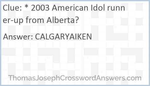 * 2003 American Idol runner-up from Alberta? Answer