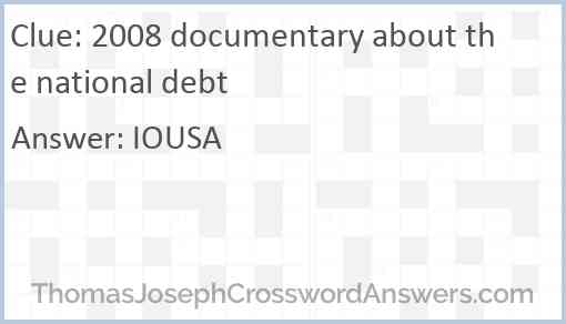 2008 documentary about the national debt Answer