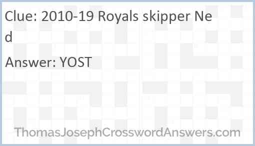 2010-19 Royals skipper Ned Answer