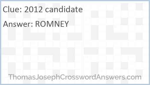 2012 candidate Answer