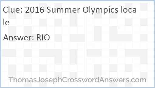 2016 Summer Olympics locale Answer