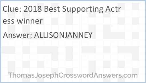 2018 Best Supporting Actress winner Answer