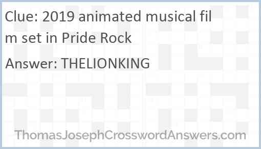 2019 animated musical film set in Pride Rock Answer