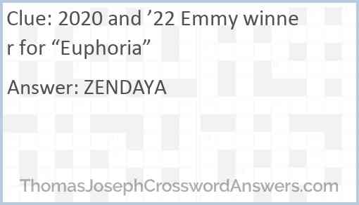 2020 and ’22 Emmy winner for “Euphoria” Answer