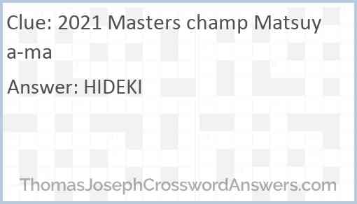 2021 Masters champ Matsuya-ma Answer