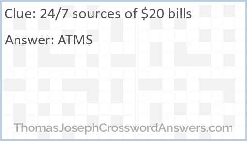 24/7 sources of $20 bills Answer