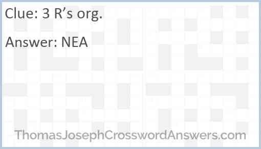 3 R’s org. Answer