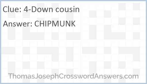 4-Down cousin Answer