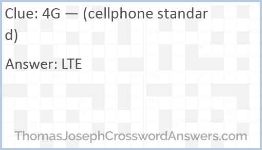 4G — (cellphone standard) Answer