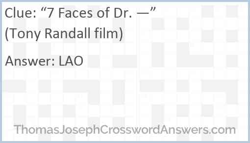 “7 Faces of Dr. —” (Tony Randall film) Answer